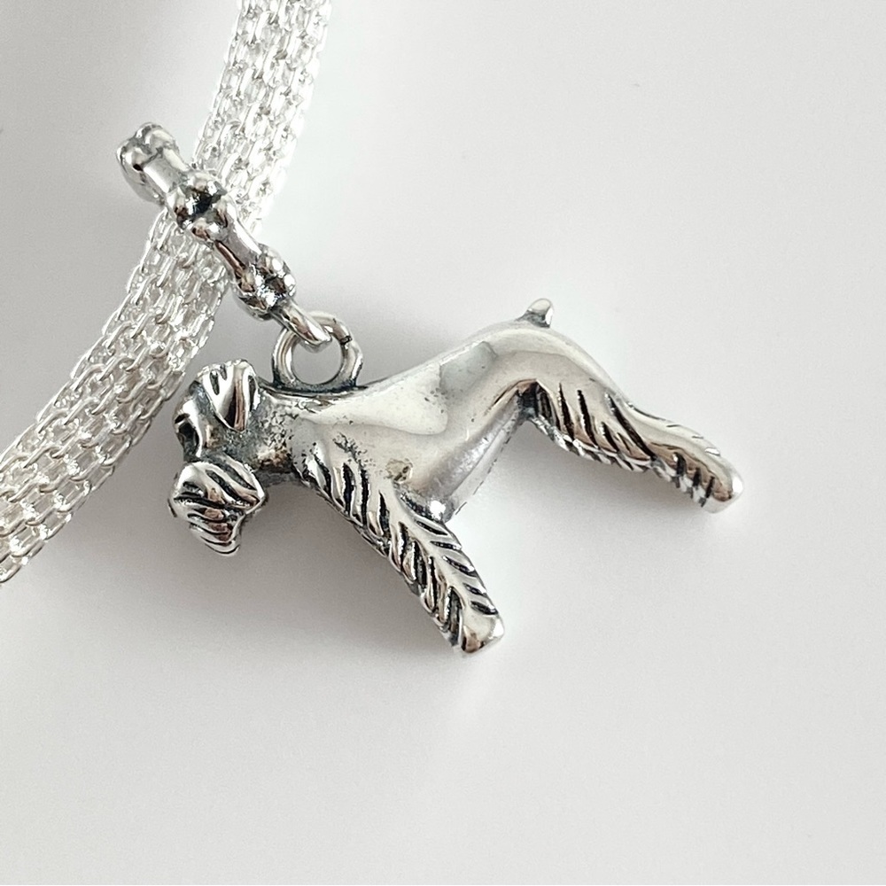Sterling Silver Schnauzer Puppy Dog Dangle Charm